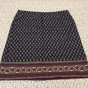 G.H. Bass Blue and Purple Paisley Patterned Skirt Size: 10